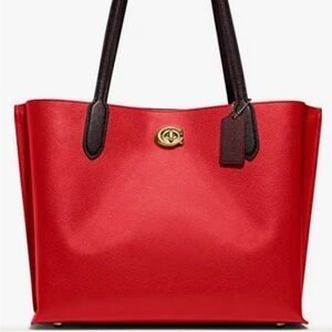 Coach Women’s Color Block Leather Willow Sport Red